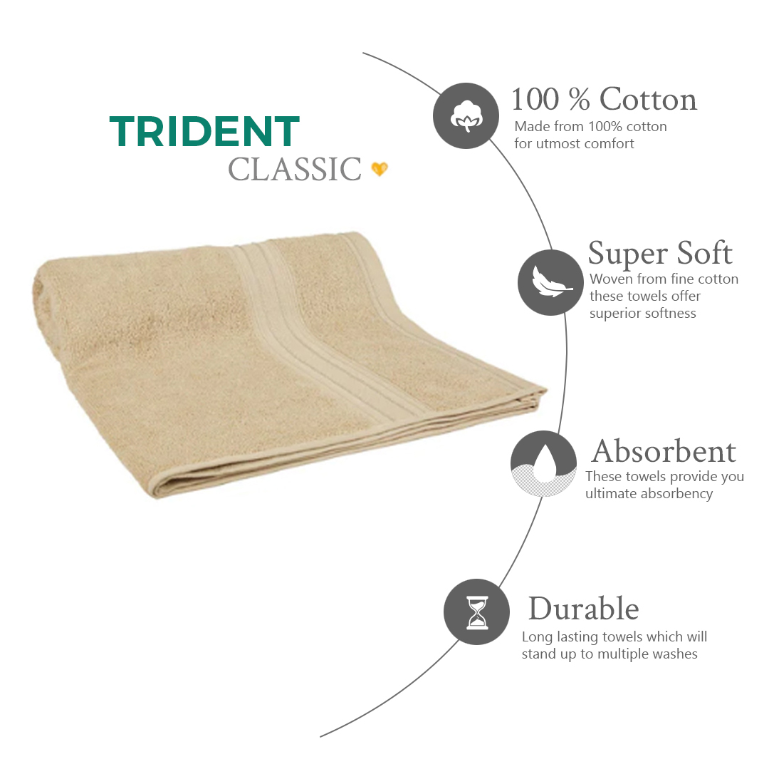 CLASSIC BATH TOWEL, 100% Cotton, 525 GSM, Super Soft – WILLOW WOOD (150 × 75 cm) - Sand